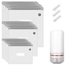 HelloKitchen 食品用真空壓縮袋 小5入 + 中5入 + 大5入 + 自動無線真空壓縮機, 1套, 綜合