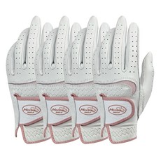 Marcia GOLF 女士全羊皮透氣孔圖案高爾夫手套 左手用, 白色, 4個