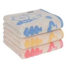 LINE FRIENDS 森林先染洗臉毛巾3件組 160g 棉紗, 1套, 藍色, 粉紅色, 黃色