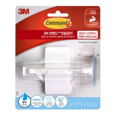 3M Command 彈性夾牙刷架, 1個, 白色