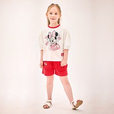 JELISPOON 女童迪士尼米妮可愛荷葉邊口袋上下衣套裝