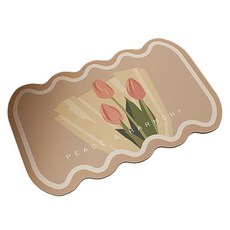 韓國 GNY Harmony花朵可水洗矽藻土防滑地墊, 杏色