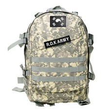 TERAWOOD K-SOLDIER軍背包 45L + 韓國國旗布徽章 + R.O.K ARMY文字布徽章組, 灰色(包包）、黑色(太極旗補丁）