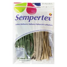 Sempertex 魔術氣球 260S 鏡面金 10p + 沙白色 15p + 尤加利色 15p 組合, 混合色, 1套