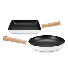 DAY7 Doga IH 電磁爐平底鍋A套組 2入, 1套, 白色, 平底鍋 26cm + 烤盤 22cm