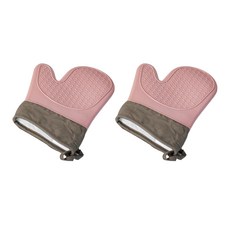 PUKO 矽膠廚房烤箱手套, 粉紅色, 2個