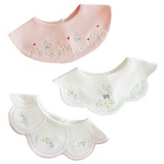 HARAROI 嬰幼兒用白色兔子圍兜巾3件組