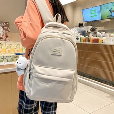 Elsso 休閒小熊鑰匙圈後背包, 象牙白