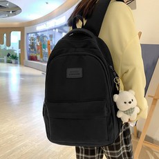 Elsso 休閒小熊鑰匙圈後背包, 黑色