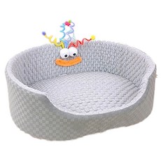 순잠 반려동물 해피데이 타원형 하우스 방석, 그레이, 1개