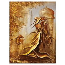 알로데 골드 빛 신사 숙녀 벽 장식 DIY 보석십자수 키트 40 x 60 cm 스퀘어, NO 07, 1세트