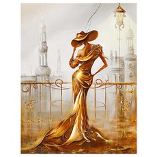 알로데 골드 빛 신사 숙녀 벽 장식 DIY 보석십자수 키트 60 x 80 cm 스퀘어, NO 11, 1세트