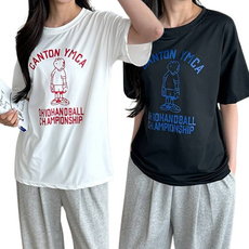 메이첼 여성용 통기성 에릭 카툰 반팔 티셔츠 13296 J 2종 세트