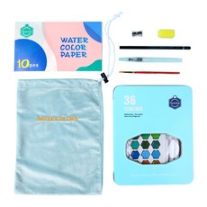 Alode 鐵盒收納袋 固體水彩組 TYPE 03 天空, 36色