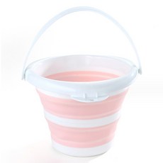 Allode 多功能雙色折疊式美術水桶 9L, TYPE 05 白色 粉紅色