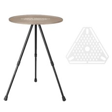 KEEP CAMPING 可調節高度圓形邊桌 + 層架三角板套組, 棕褐色(桌子) + 透明(板)