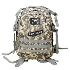 TERAWOOD K-SOLDIER高級軍背包 45L + 韓國國旗布徽章 + R.O.K ARMY文字布徽章組, 灰色(包包)、黑色(太極旗)