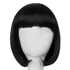 마켓감성 파티 컬러 단발 가발, 블랙, 1개