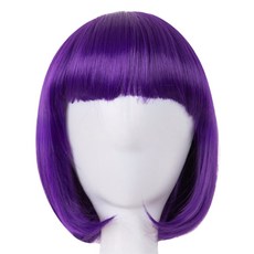마켓감성 파티 컬러 단발 가발, 딥퍼플, 1개