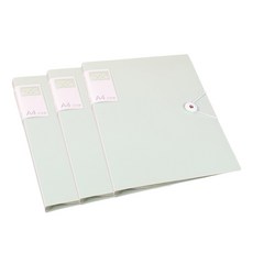 Allode 簡約綁繩鈕扣 A4透明文件夾 60頁, 02 綠色, 3個