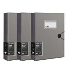 Allode 透明綁帶鈕扣A4資料夾 60p, 3個, 02 黑色