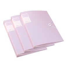 Allode 簡約繩扣 A4透明文件夾 100p, 03 紫色, 3個