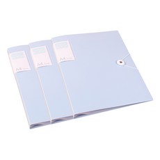 Allode 簡約綁繩鈕扣 A4透明文件夾 80頁, 01 藍色, 3個