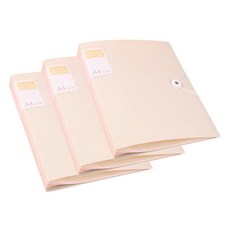 Allode 簡約繩扣 A4透明文件夾 100p, 04 米白色, 3個