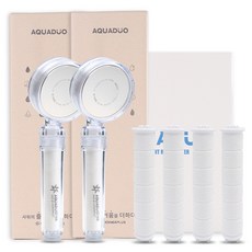 AQUADUO 過濾蓮蓬頭 2入 + 沉澱物濾芯 4入組合 SF-580R, 混合色, 1個
