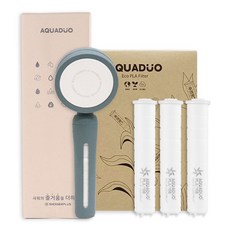 AQUADUO Blossom蓮蓬頭+PLA長濾芯 3入組, 夏威夷藍(蓮蓬頭), 1組