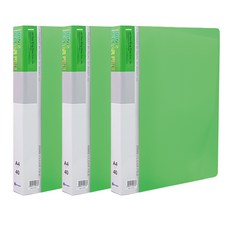Youngoh O型環透明文件夾 40p, 綠色, 3個