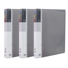 Youngoh 索引環式透明文件夾 20頁, 黑色, 3個