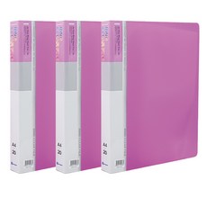 영오 인덱스 링 클리어파일 20매, 분홍, 3개