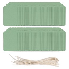 KHOHIMO 紙質馬卡龍標籤吊牌 紙吊牌 200入 + 掛環 200入 套組 4W137, 1套, 綠色