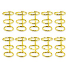 Khohimo 手帳裝飾 金屬活頁環 3孔 20mm 4W139, 金色, 10個