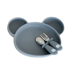 BUDDLE Mamma Gomi 矽膠吸盤餐盤組, WINDS GRAY, 1套