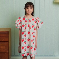 KADE COCO 女童Avec Toi草莓飛袖洋裝