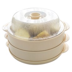 蒸氣雙層微波爐萬用蒸籠, 象牙白, 1個
