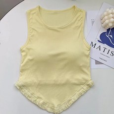 비비에모 여성용 프린지 포인트 캡내장 골지 나시 티셔츠 06953