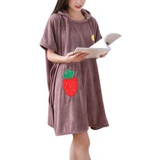 Daysoy 清爽水果浴袍 90 x 180 cm, 1個, 草莓紫色