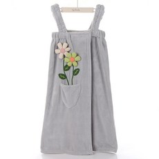 Deisoi 花朵點綴浴袍 75 x 136 cm, 1個, 灰色