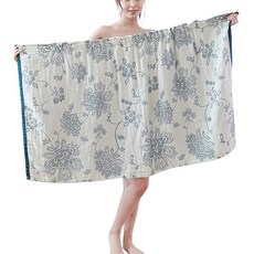 Deisoi 柔軟連身裙式浴袍 75 x 140 cm, 藍色民族風, 1個