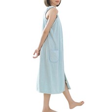 Daysoy 條紋口袋浴袍 100 x 130 cm, 1個, 藍色