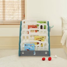 BeneBene 兒童火箭正面書架 掛環遊戲收納架, 綠色, 5層