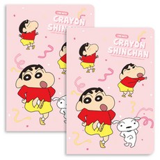 플라잉웨일즈 짱구는못말려 라인 중철 노트, 핑크, 2개