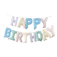 HAPPY BIRTHDAY 馬卡龍字母銀箔氣球組, 混合色, 2套