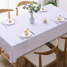 JSMOM 素色防水桌巾, 白色, 4人(140 x 180 cm)