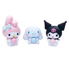 三麗鷗角色泡泡彈氣球吹的軟玩具 3種組, 庫洛米 + 大耳狗 + 美樂蒂