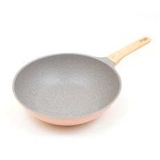 chefria 電磁爐適用Picnic系列大理石塗層輕量深炒鍋 粉色, 1個, 28cm