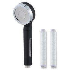 PURESOO 隱藏式濾心蓮蓬頭 + 補充濾心2入組, 黑色(蓮蓬頭), 1個